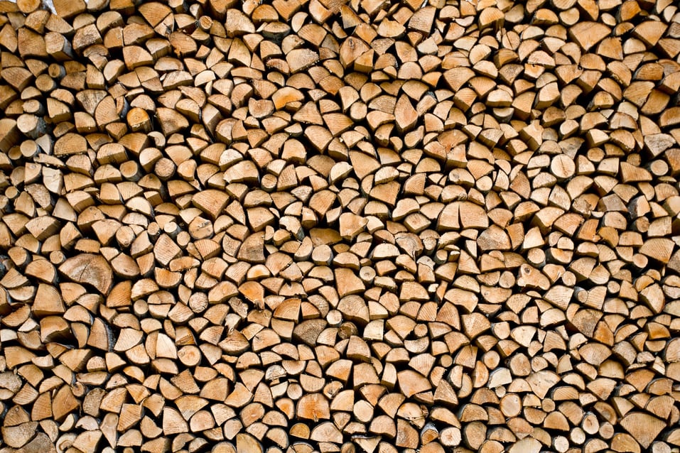 Chopped and stacked firewood