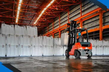 MiniBulk bulk bags in a warehouse.