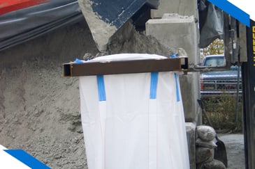 MiniBulk bulk bag being loaded with dirt. 